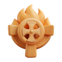 3D Rendered Cross with Flames png