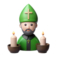 3D Render of a Priest with Candles png