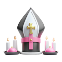 3D Render of a Bishop s Hat with Candles and Plates png