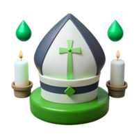 3D Render of a Religious Symbol with Candles and Green Drops png