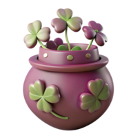 3D Render of a Pot with Shamrock Plants png