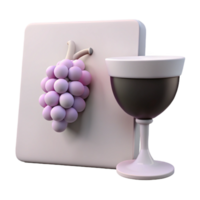 3D Render of a Grape and Wine Glass png