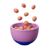 3D Rendered Bowl of Eggs with Eggs Falling In png