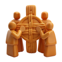Unity and Interconnection Four Figures Surrounding a Celtic Cross png