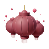 Red Lanterns with Tassels 3D Render png