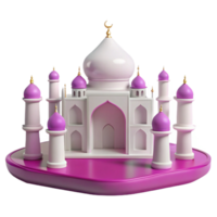 3D Render of a Mosque with Pink Accents png