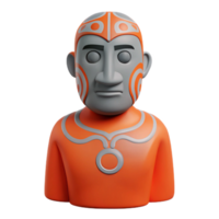3D Render of a Character with Orange and White Design png