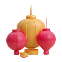 3D Render of Festive Lanterns and a Sphere png