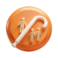 3D Render of a Cane Crossing Three People png