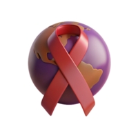 Global Awareness Ribbon 3D Render of Earth with Awareness Ribbon png