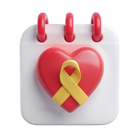 Calendar with Heart and Yellow Ribbon - Symbol of Support and Awareness png