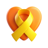 Yellow Ribbon on Orange Heart A Symbol of Support png