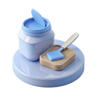 3D Render of Jar with Lid Open and Butter Knife png