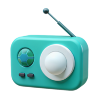 3D Cartoon Radio with Antenna and Buttons png