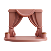 3D Render of a Stage with Pink Curtains and a Round Platform png