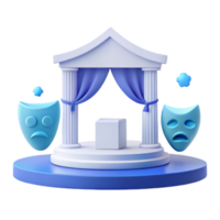 3D Render of a Stage with Curtains and Masks png