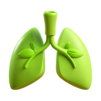 Green Lungs with Leaves 3D Illustration of Healthy Respiratory System png