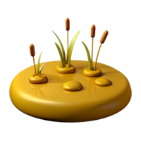 3D Render of a Small Pond with Cattails png