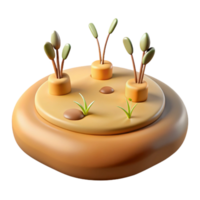 3D Render of a Small Island with Plants png