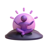3D Render of a Person Meditating with a Bright Glow Behind png