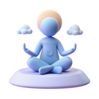 3D Render of a Person Meditating with Clouds png