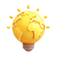 Global Ideas A 3D Illustration of the World as a Lightbulb png