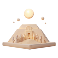 3D Render of People Standing in Front of a Pyramid Structure png