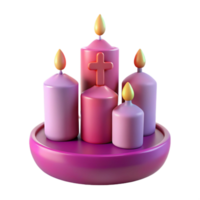 3D Render of Candles with Cross on a Tray png