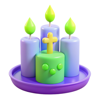 3d render do velas com uma Cruz em topo png