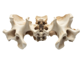 close-up of the lumbar vertebrae showing the detailed bone structure and complex anatomy on isolated background png