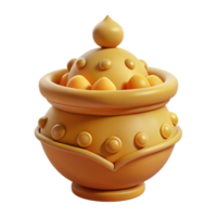 3D Render of a Golden Pot with a Lid png