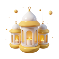 3D Rendered Lanterns with Candles png