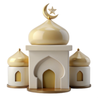 Islamic Architecture 3D Render of a Mosque with Golden Domes png