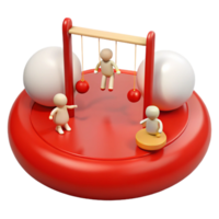 3D Rendering of a Playground with Swings and a Carousel png