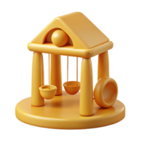 3D Render of a Yellow Playground Structure with Swings png