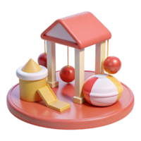 3D Render of a Colorful Playground Set with a Tower, Slide, and Balls png