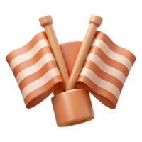 3D Render of Two Striped Flags Crossed on a Base png