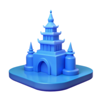 3D Render of Blue Pagoda on Platform png
