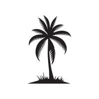 simple black Palm Tree On The Beach silhouette on white background vector