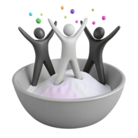 Three Figures Standing on a Pile in a Bowl png