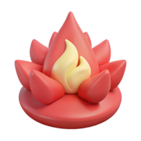 3D Render of a Stylized Flame on a Lotus Flower png