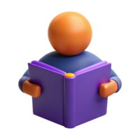 3D Illustration of a Person Reading a Book png