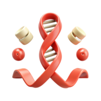 3D Render of Double Helix DNA Structure with Molecules png