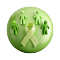 Green Ribbon and Stick Figures Symbol of Unity and Support png