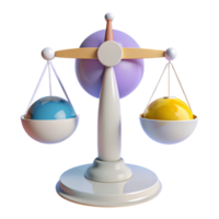3D Render of a Balanced Scale with Colored Spheres png