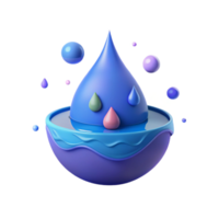 3D Water Drop Illustration with Ripple Effect png