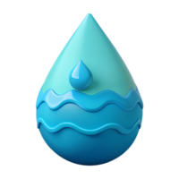 3D Water Drop Illustration with Waves and a Smaller Drop png