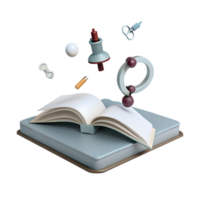 Open Book with 3D Objects Exploring Creativity and Learning png