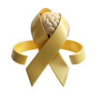 Gold Ribbon Wrapped Around a Brain A Symbol of Support png