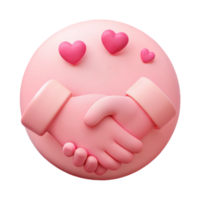 3D Render of a Handshake with Pink Hearts png